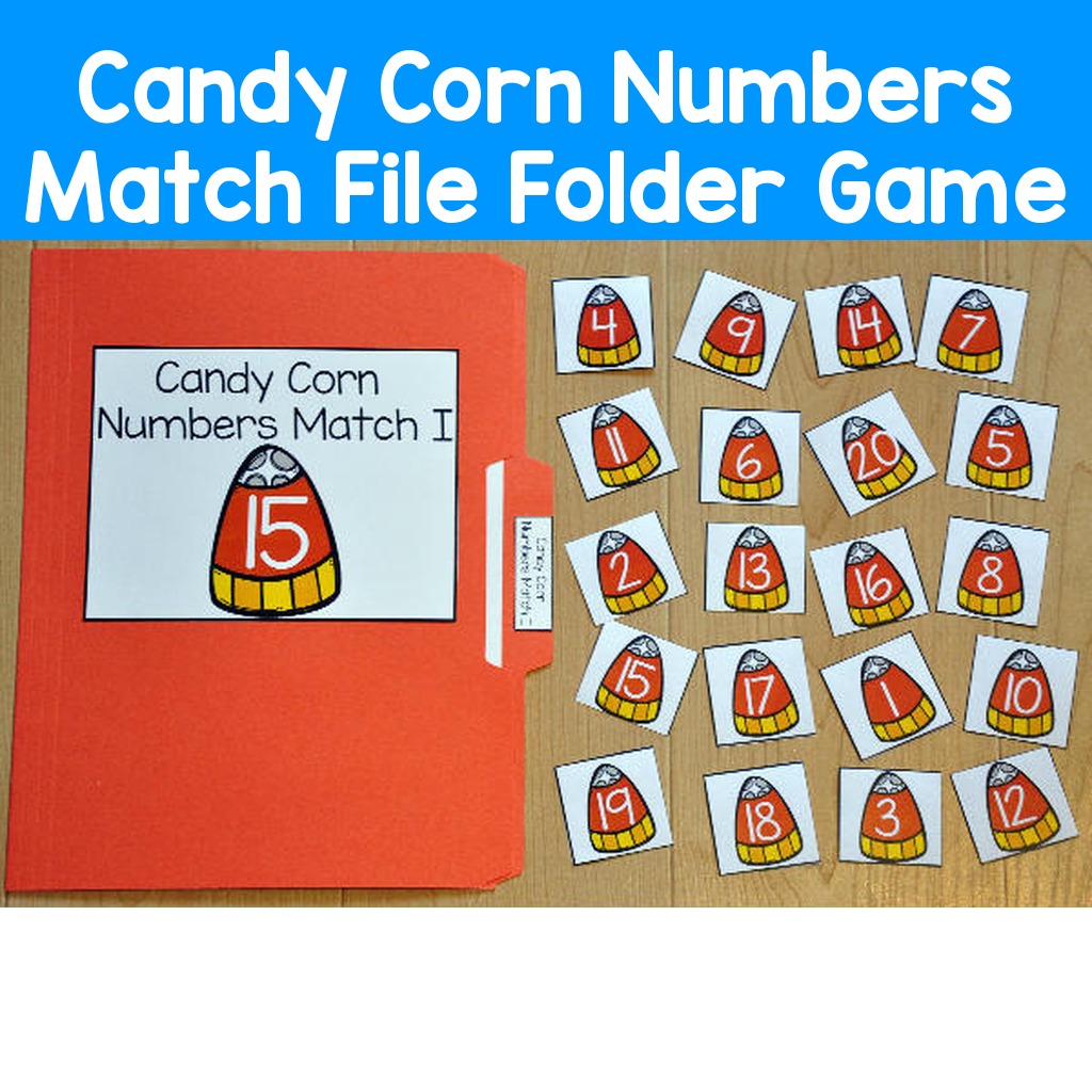 Candy Corn Numbers Match File Folder Game