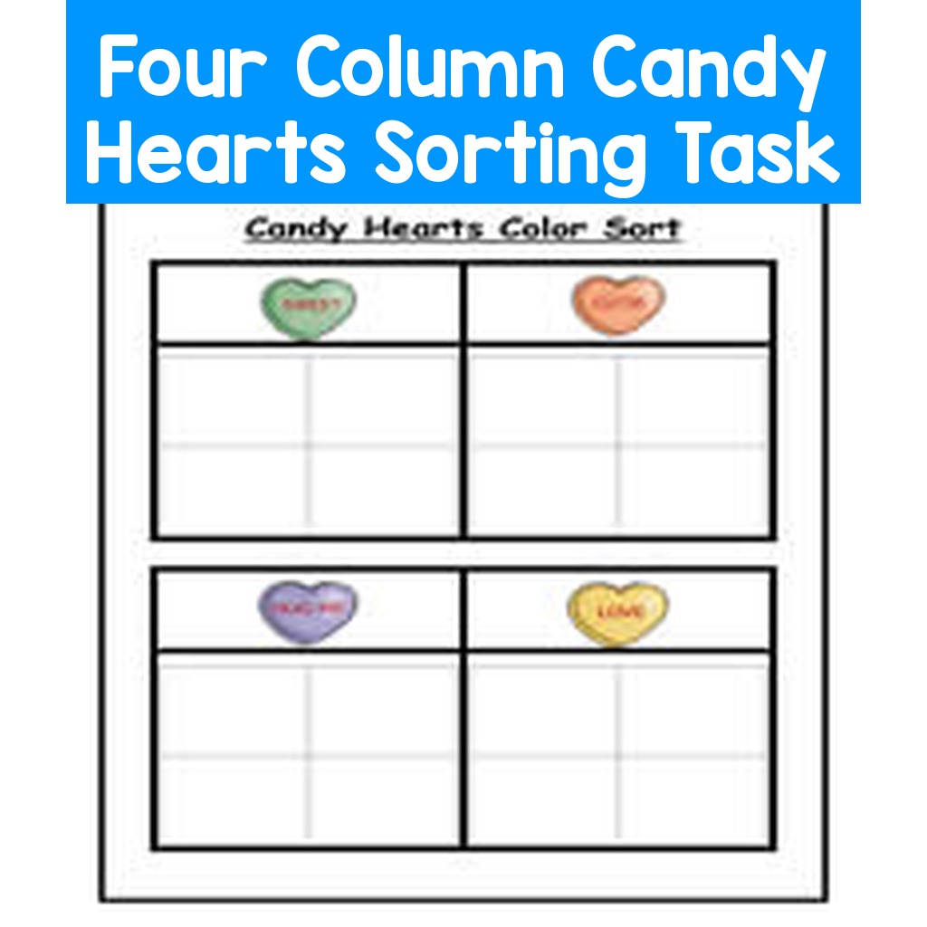 Four Column Candy Hearts Sorting Task