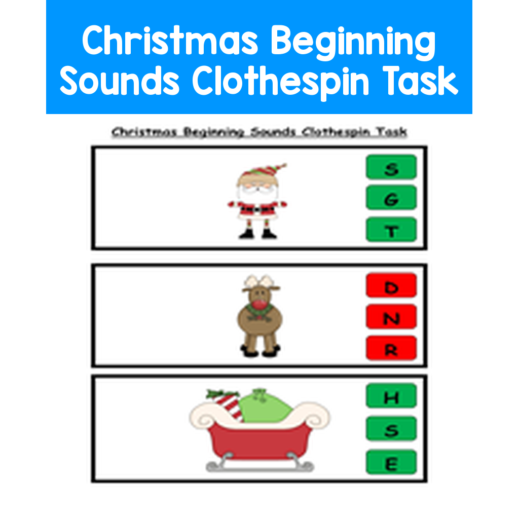 Christmas Beginning Sounds Clothespin Task