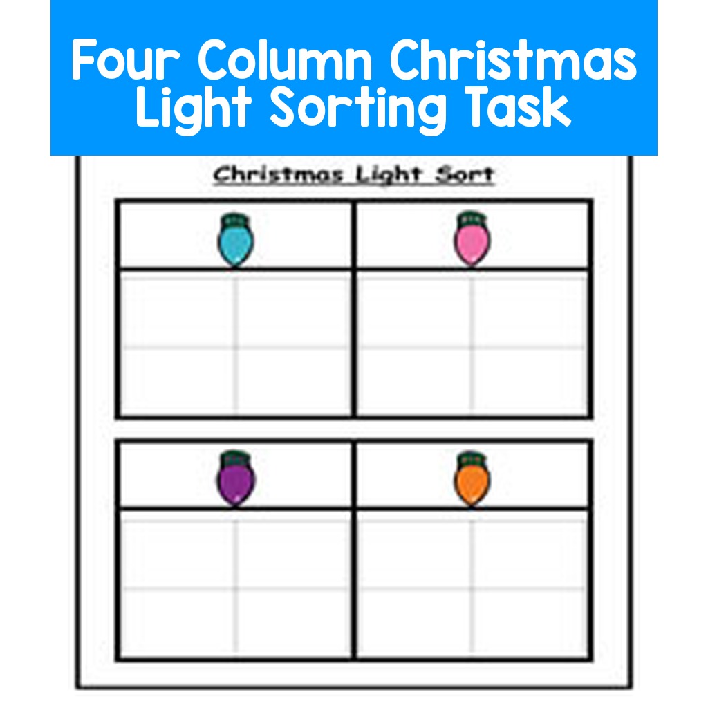 Four Column Christmas Light Sorting Task