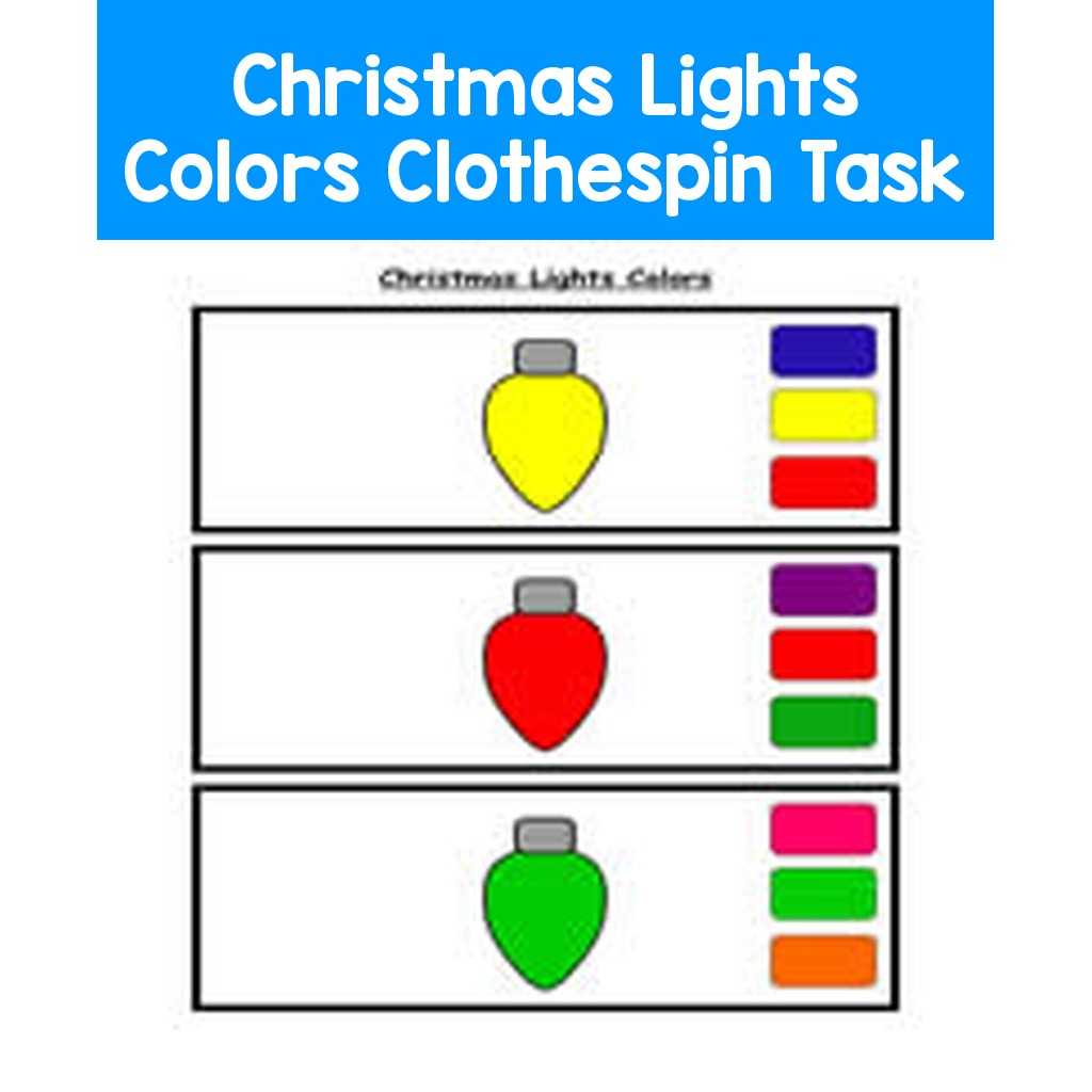 Christmas Lights Colors Clothespin Task