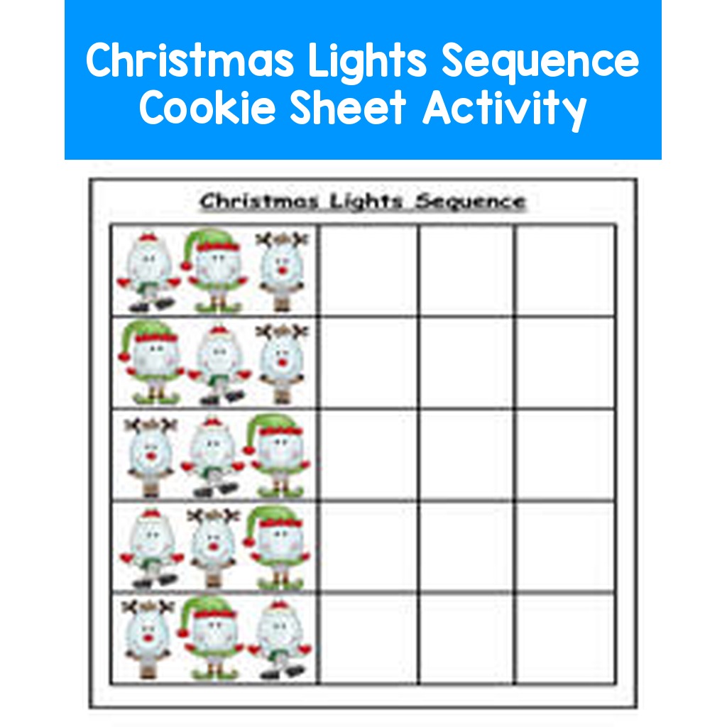 Christmas Lights Sequence Cookie Sheet Activity
