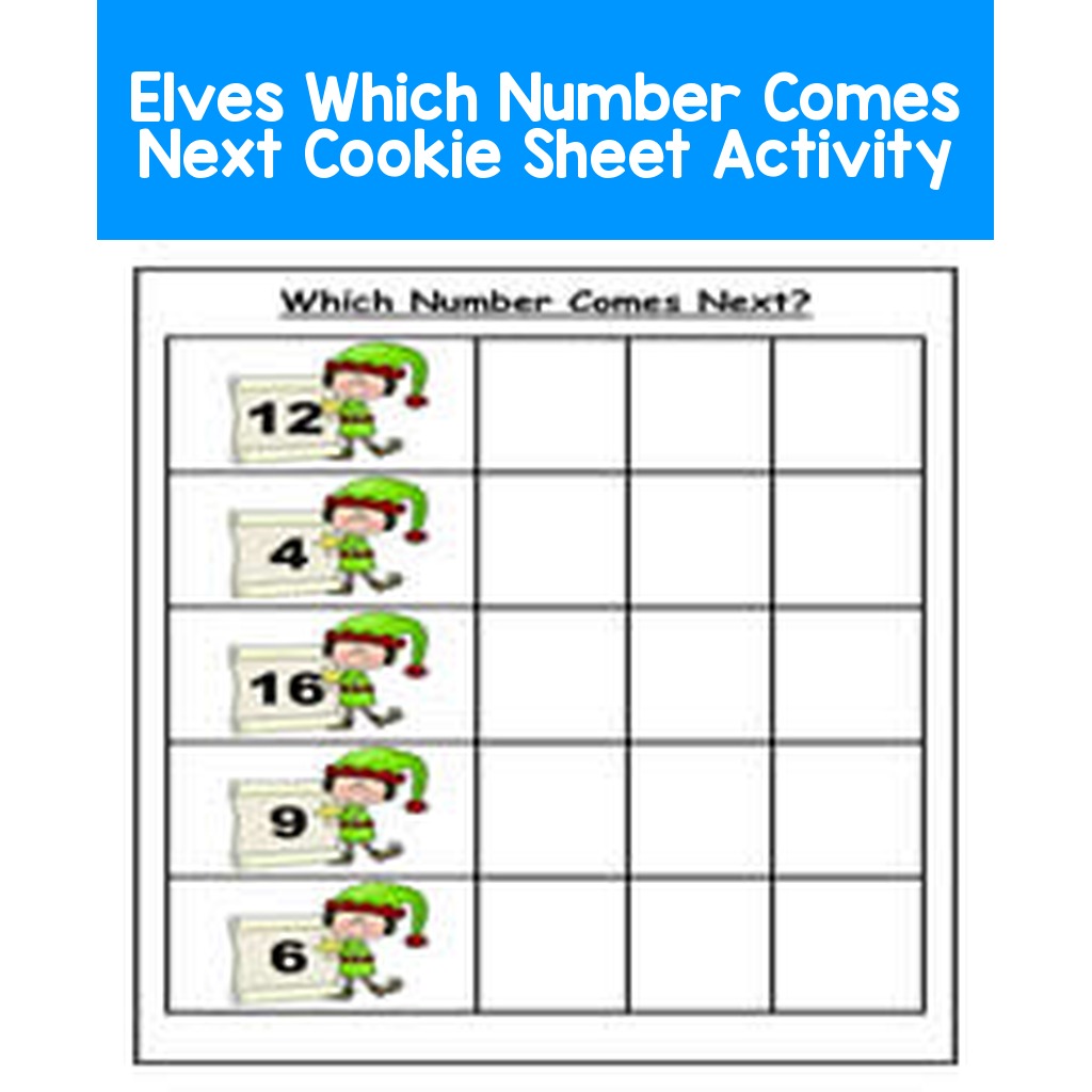 Elves Which Number Comes Next Cookie Sheet Activity