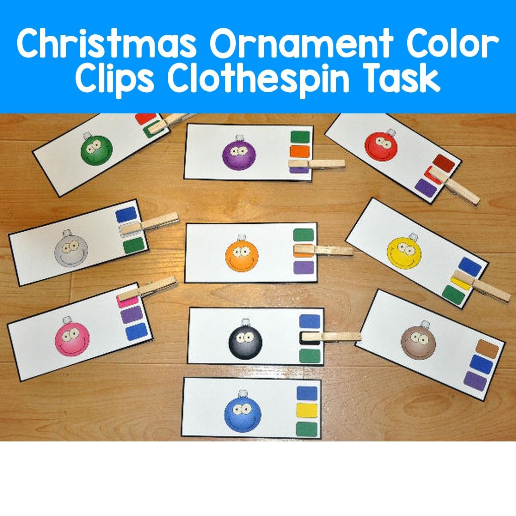 Christmas Ornament Color Clips Clothespin Task