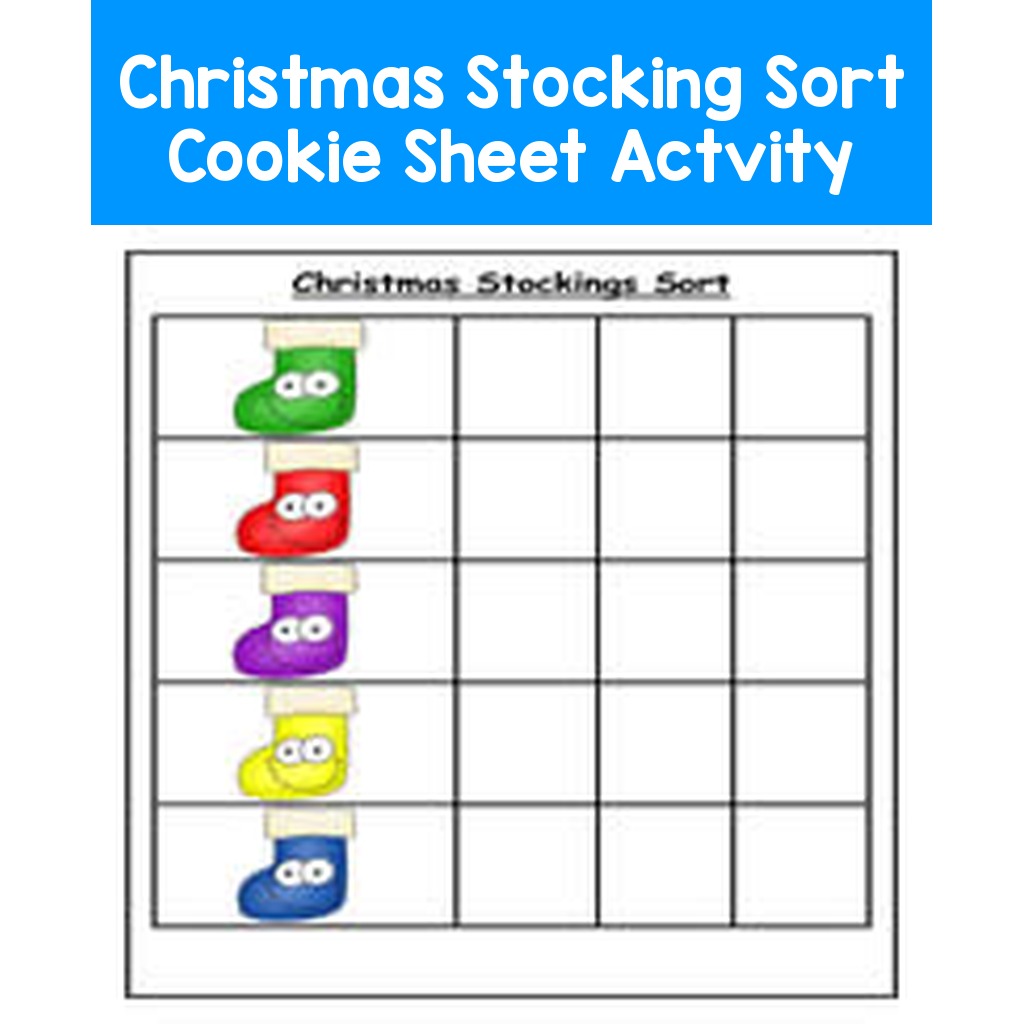 Christmas Stocking Sort Cookie Sheet Actvity