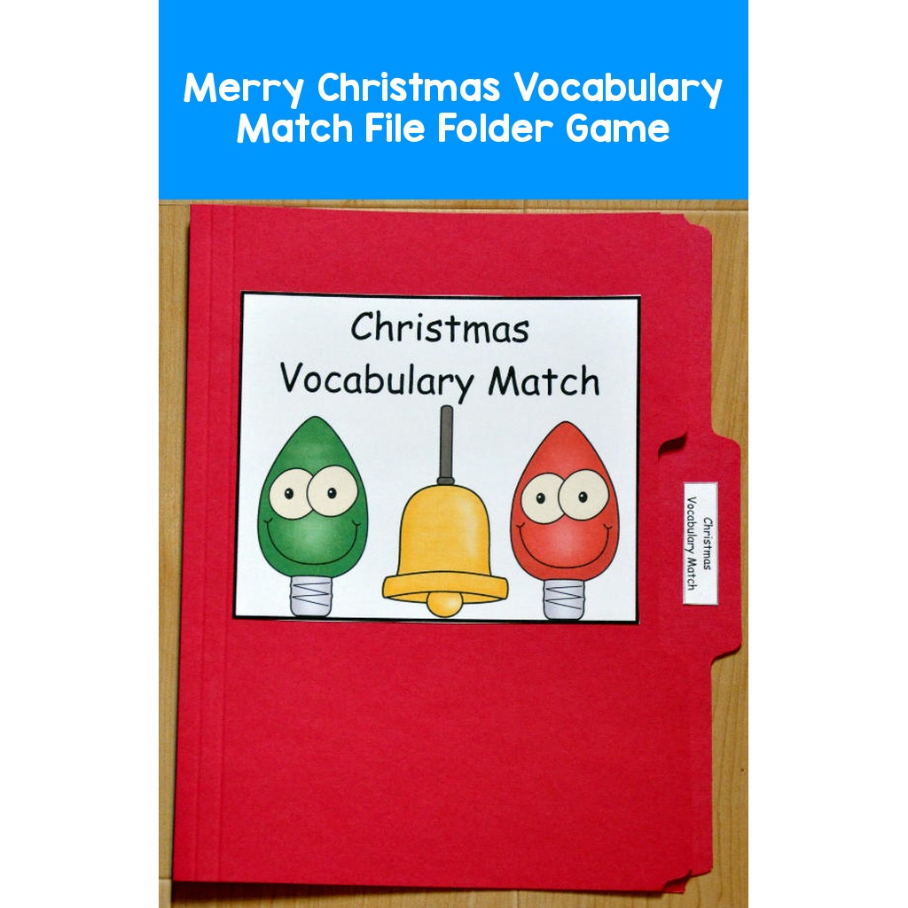Merry Christmas Vocabulary Match File Folder Game