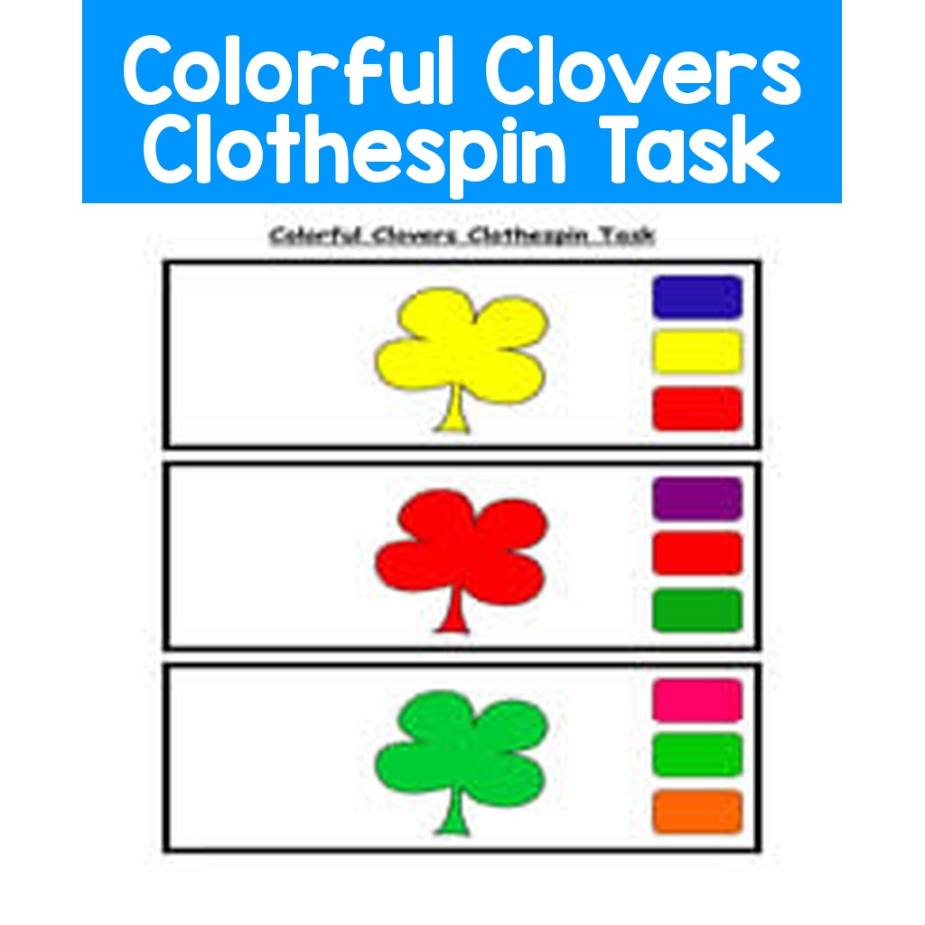 Colorful Clovers Clothespin Task