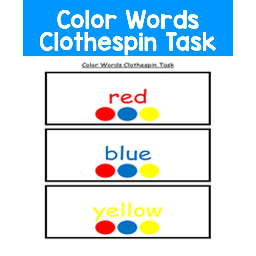 Color Words Clothespin Task