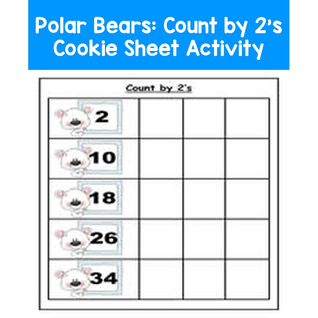 Polar Bears: Count by 2's Cookie Sheet Activity