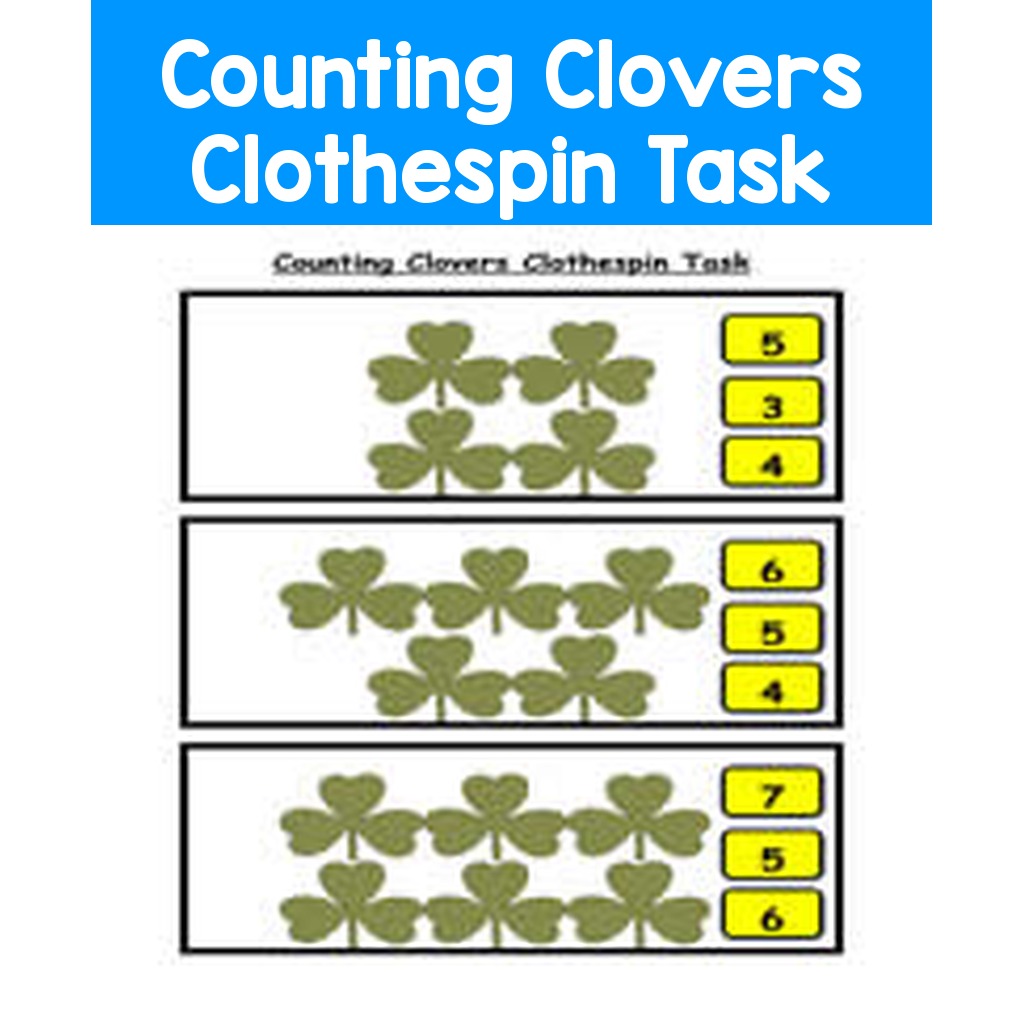 Counting Clovers Clothespin Task