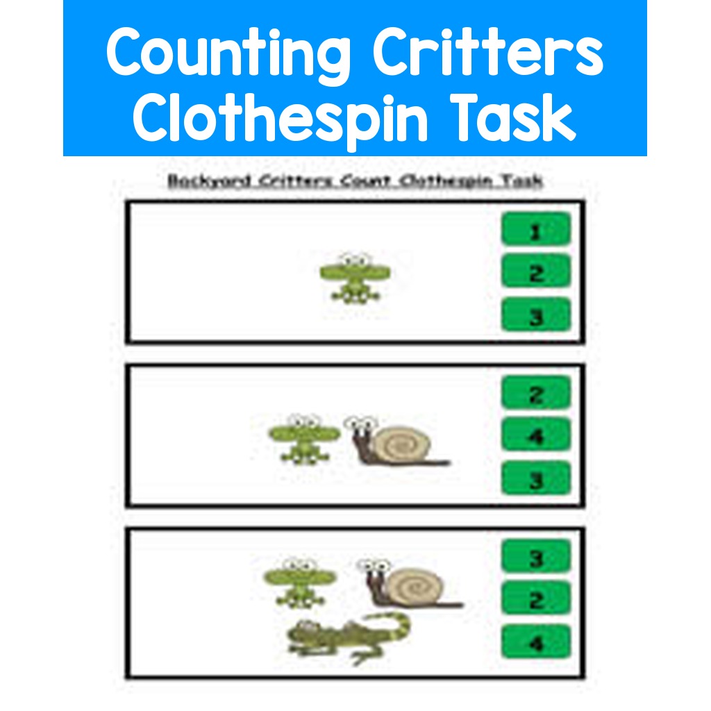 Counting Critters Clothespin Task