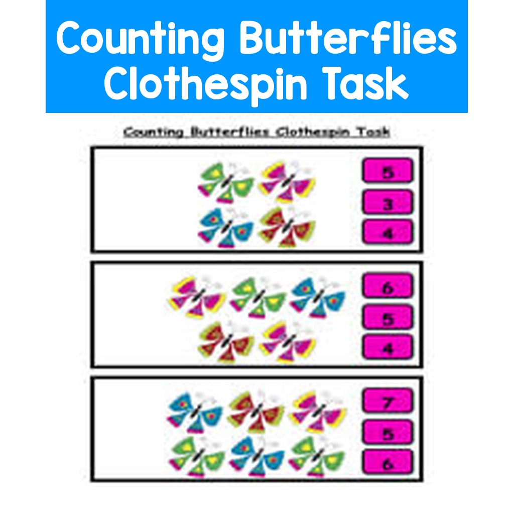Counting Butterflies Clothespin Task