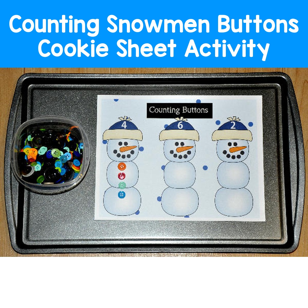 Counting Snowmen Buttons Cookie Sheet Activity