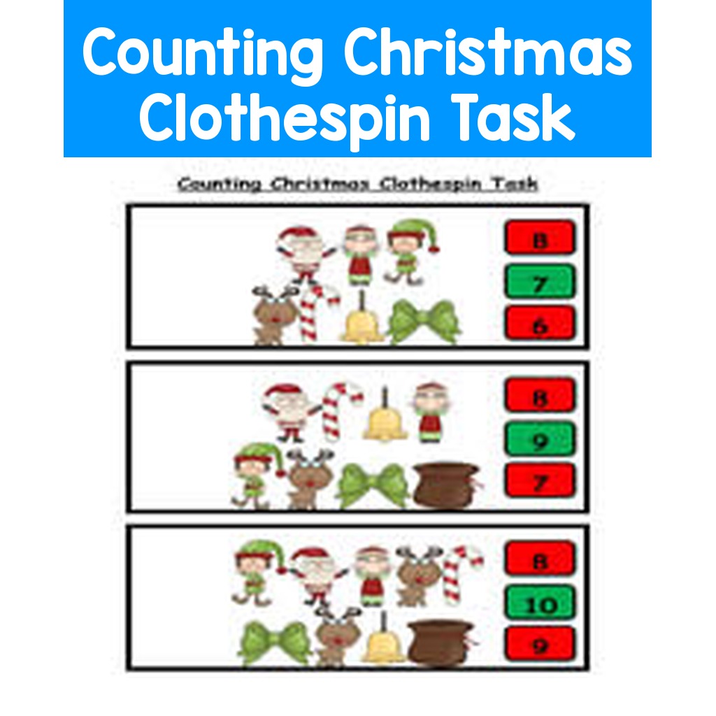 Counting Christmas Clothespin Task
