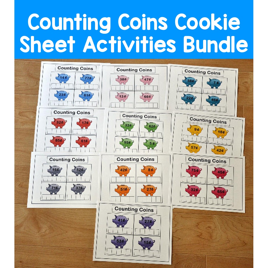 Counting Coins Cookie Sheet Activities Bundle