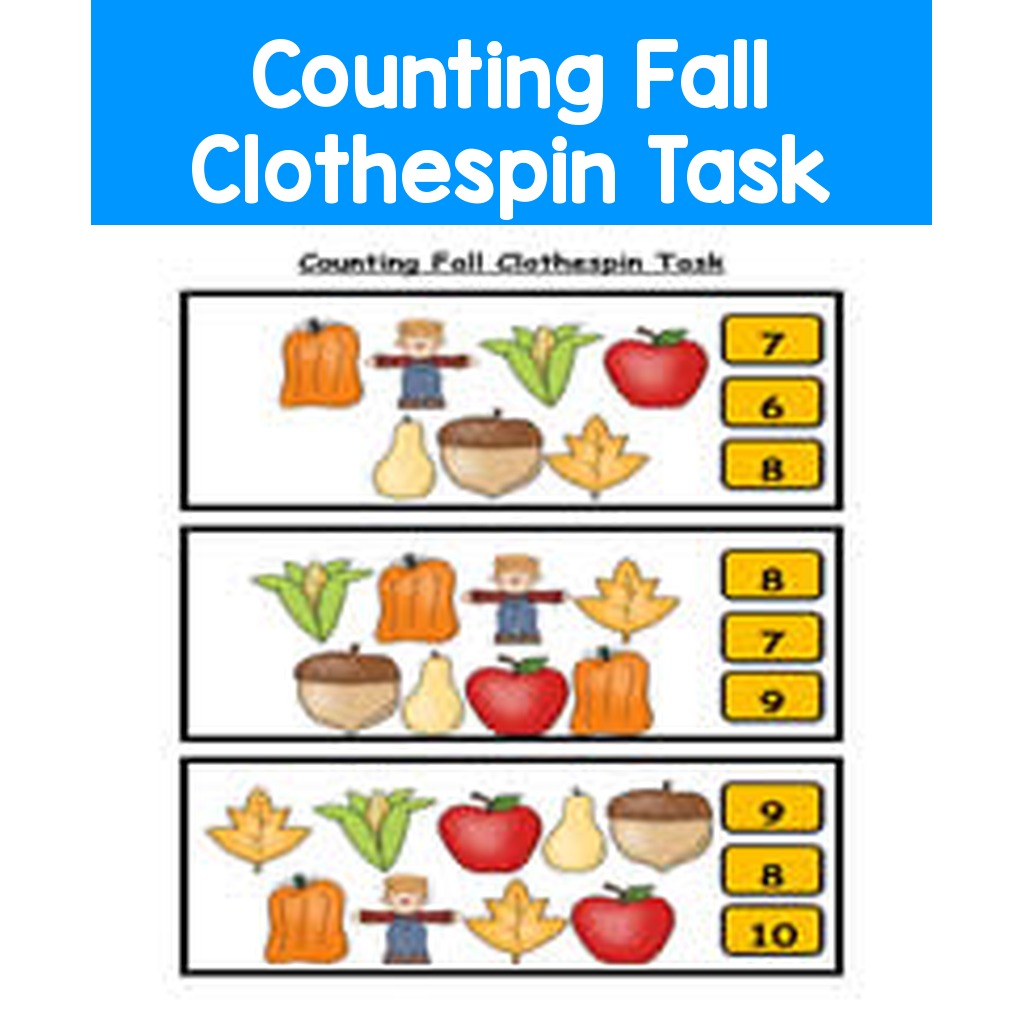 Counting Fall Clothespin Task