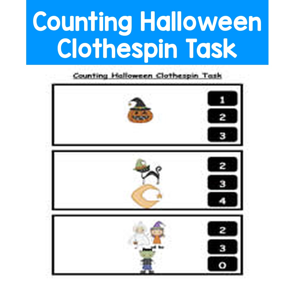 Counting Halloween Clothespin Task