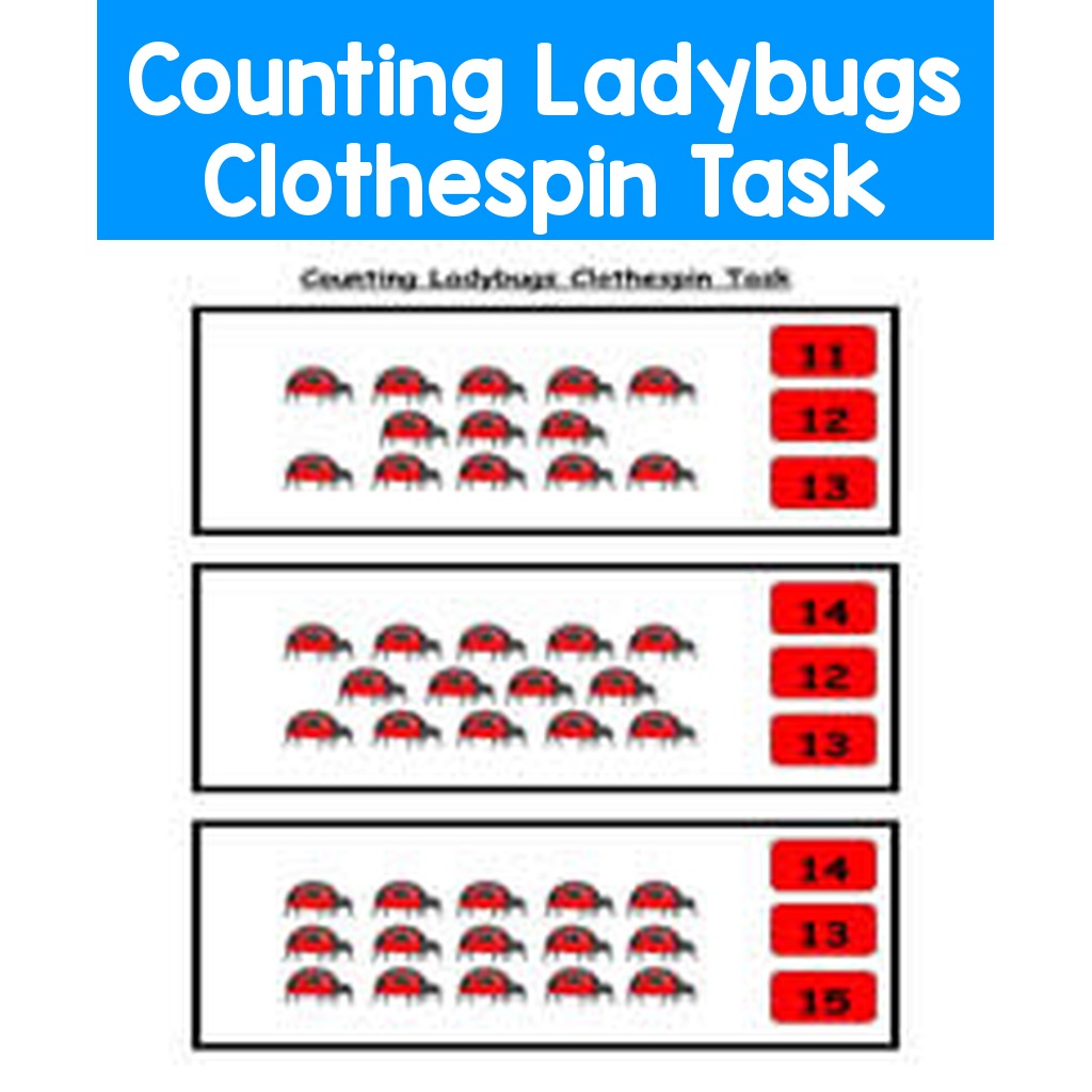 Counting Ladybugs Clothespin Task