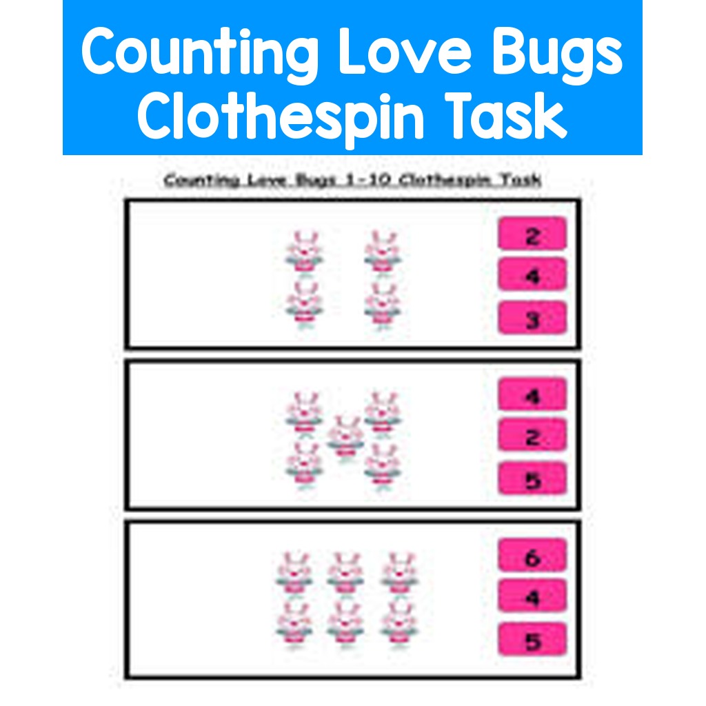 Counting Love Bugs Clothespin Task