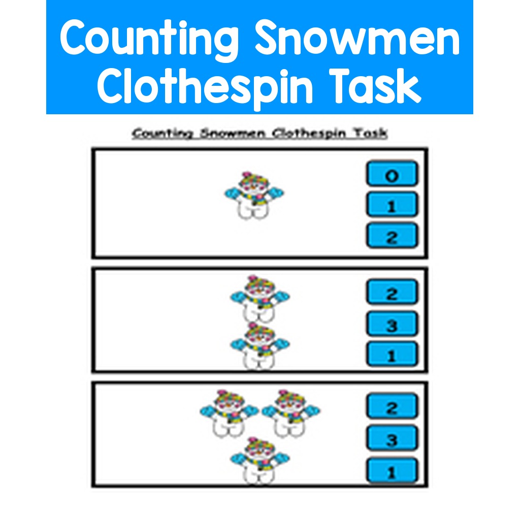 Counting Snowmen Clothespin Task
