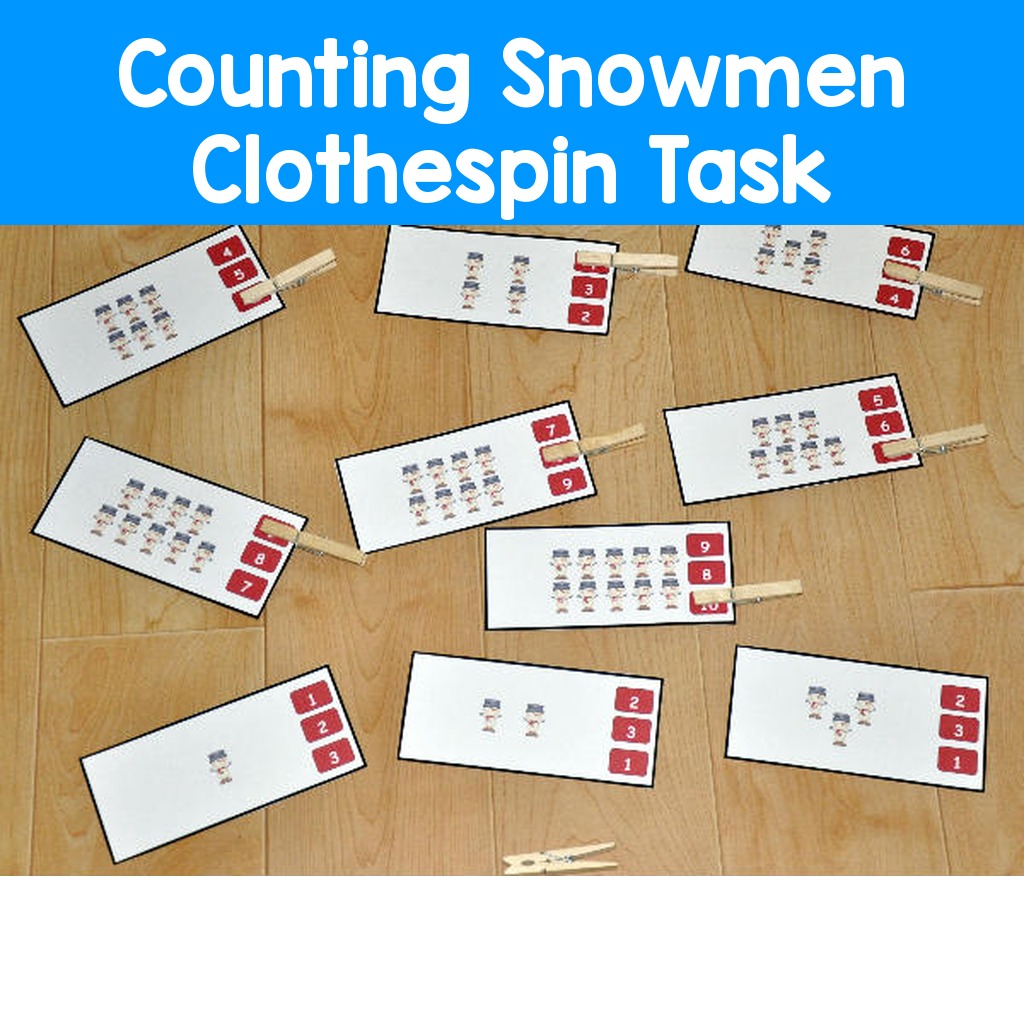 Counting Snowmen Clothespin Task