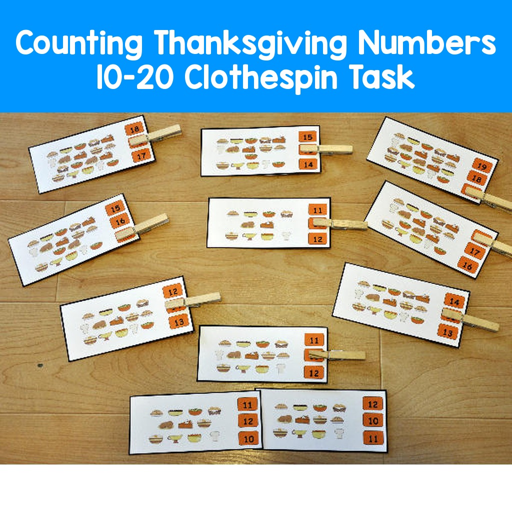 Counting Thanksgiving Numbers 10-20 Clothespin Task