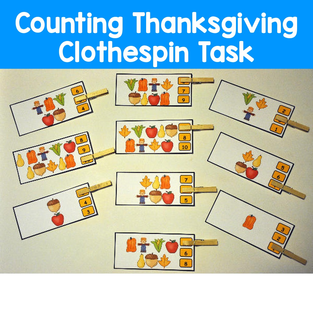 Counting Thanksgiving Clothespin Task