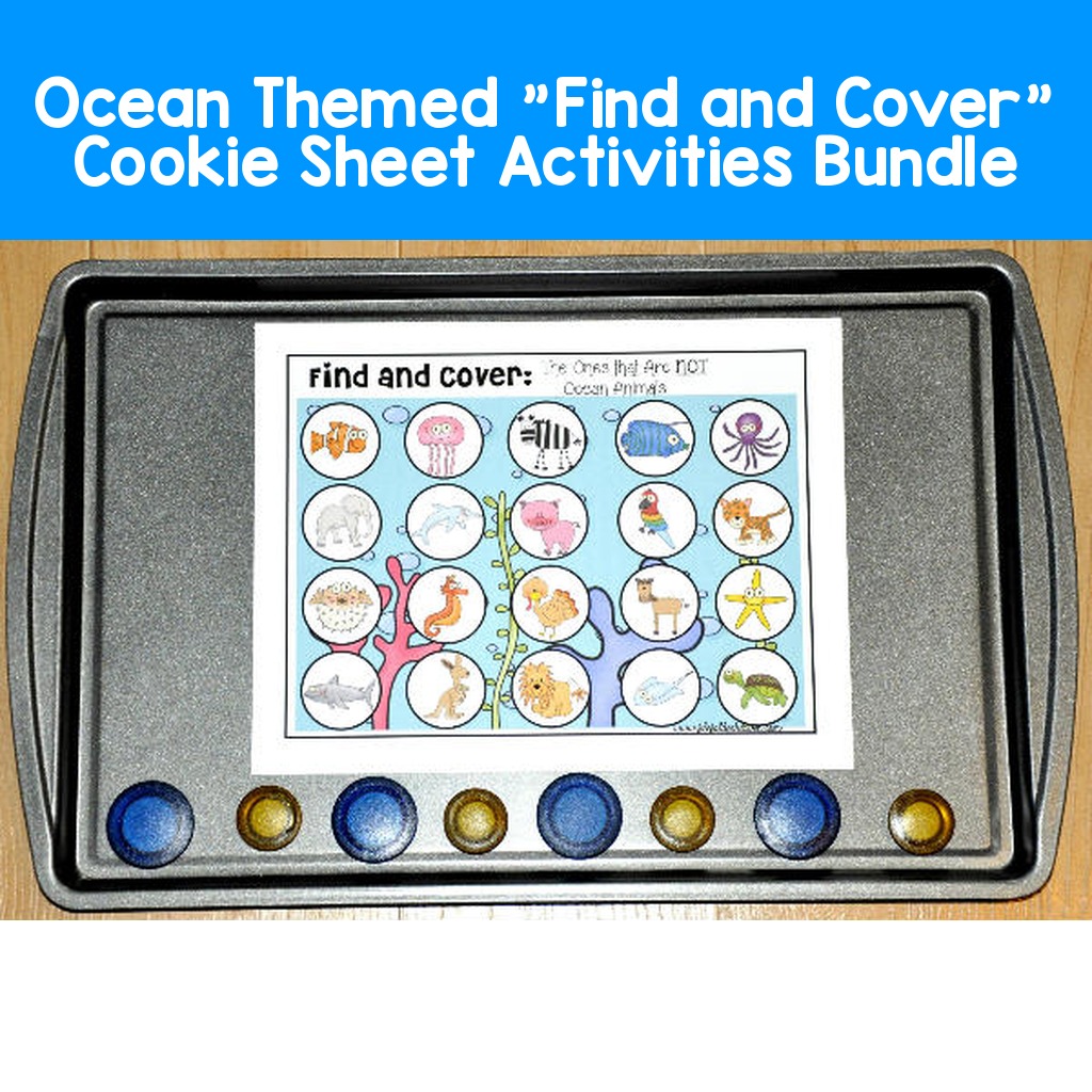 Ocean Themed "Find and Cover" Cookie Sheet Activities Bundle