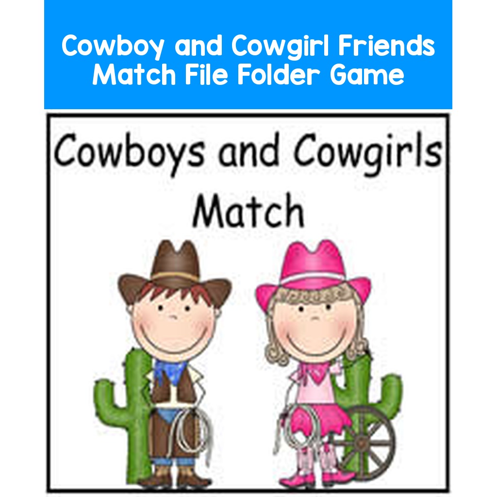 Cowboy and Cowgirl Friends Match File Folder Game