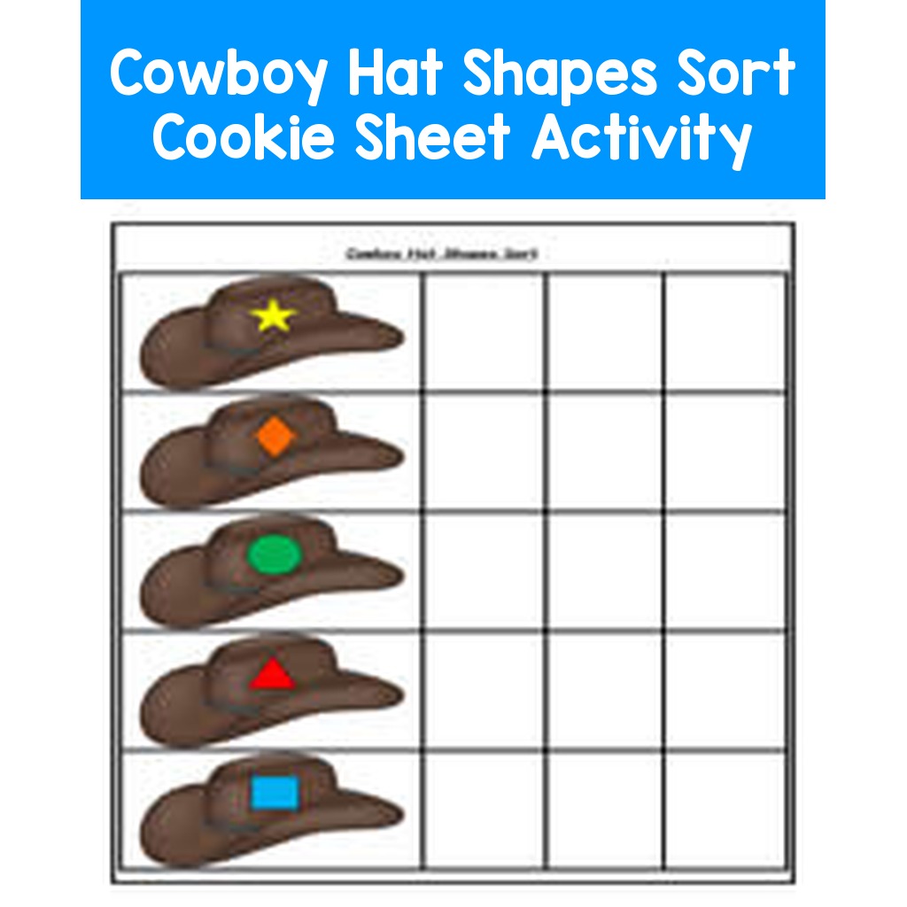 Cowboy Hat Shapes Sort Cookie Sheet Activity