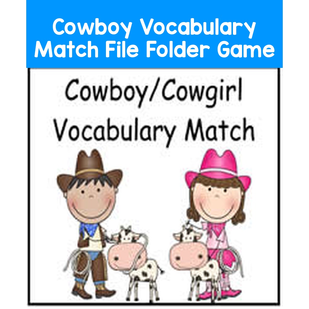 Cowboy Vocabulary Match File Folder Game