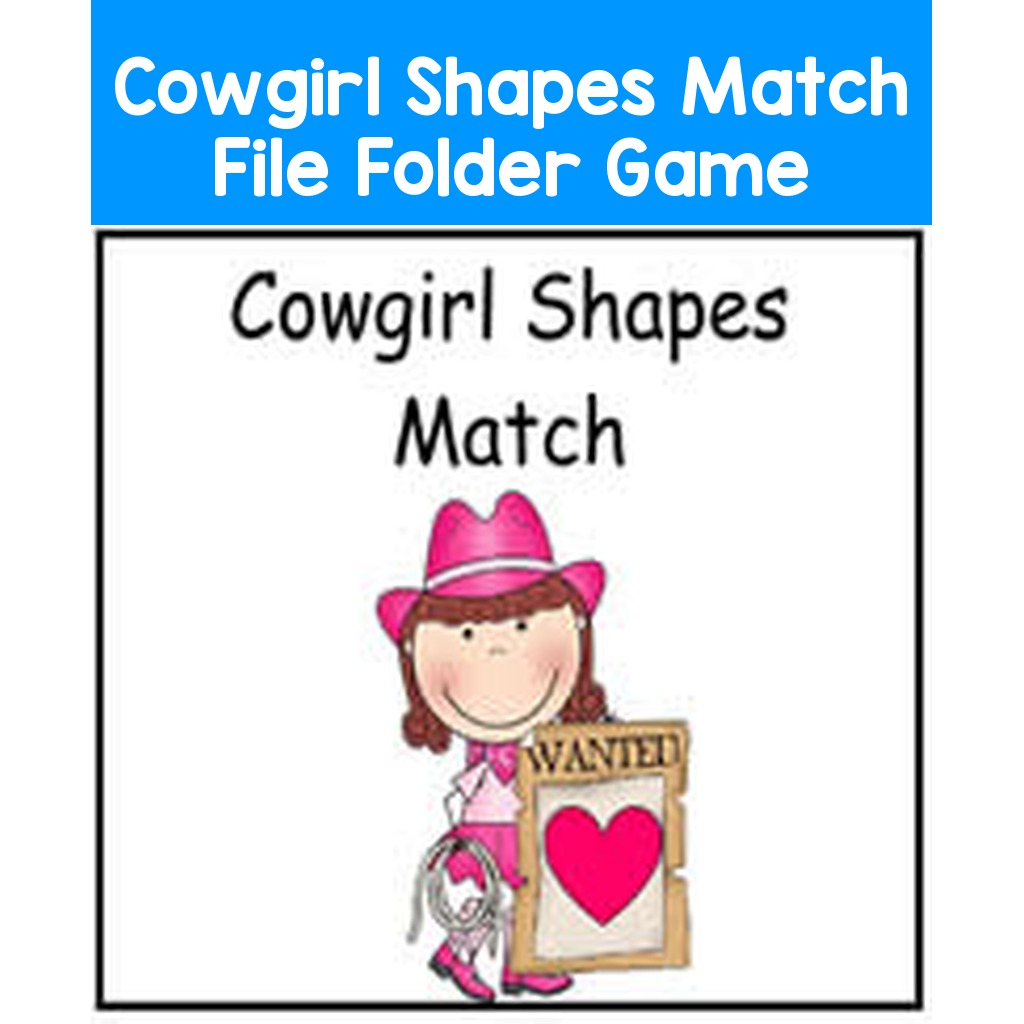 Cowgirl Shapes Match File Folder Game