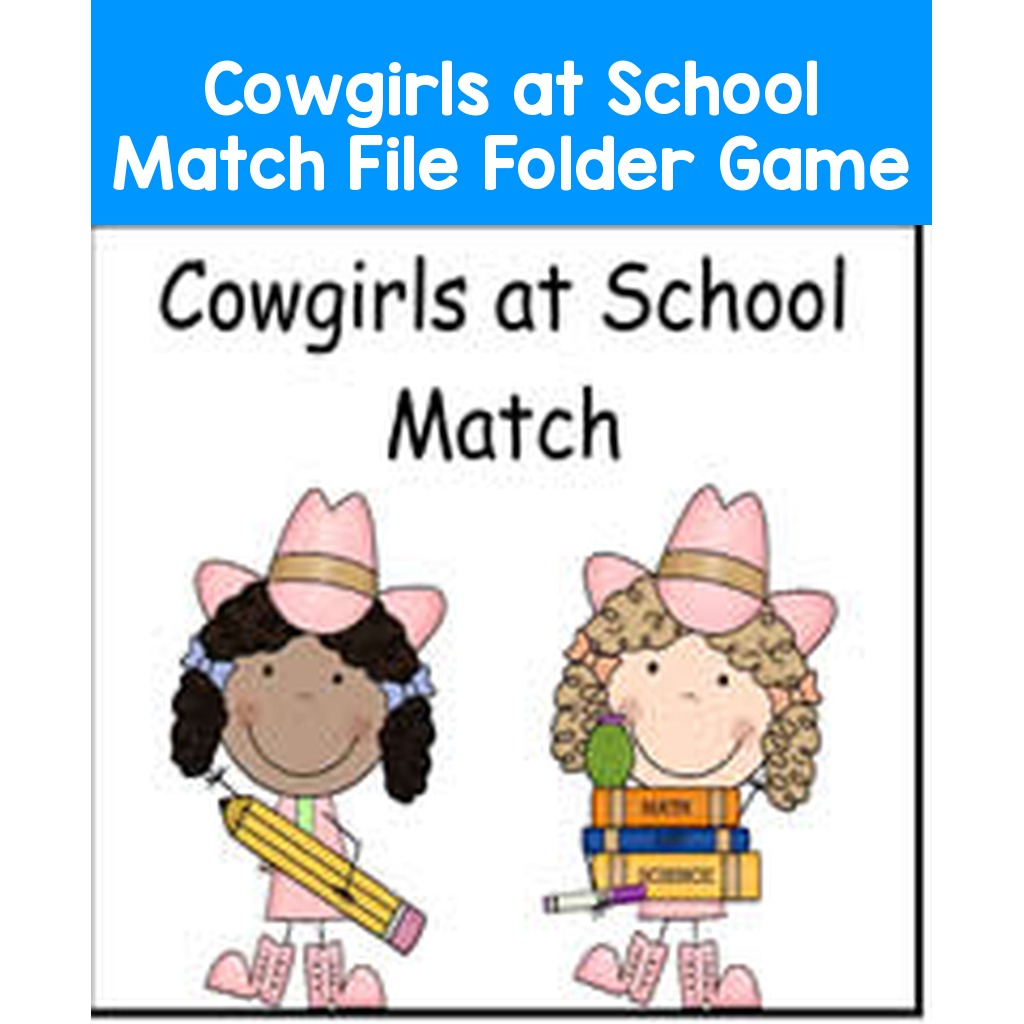 Cowgirls at School Match File Folder Game