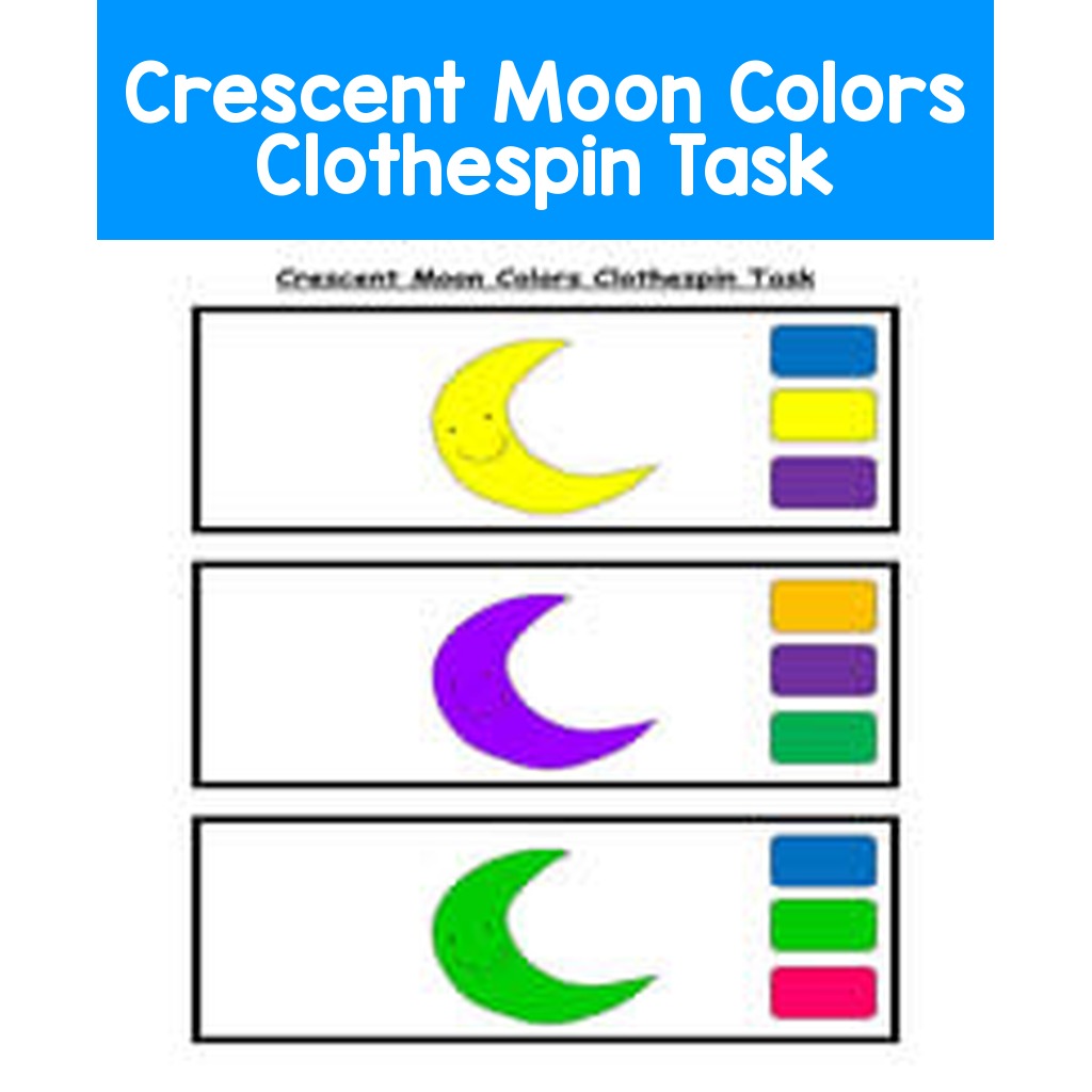 Crescent Moon Colors Clothespin Task