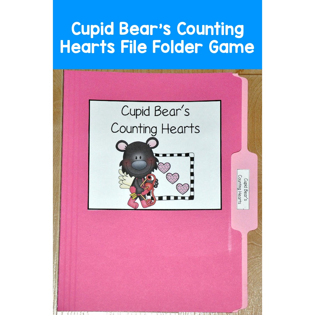 Cupid Bear's Counting Hearts File Folder Game