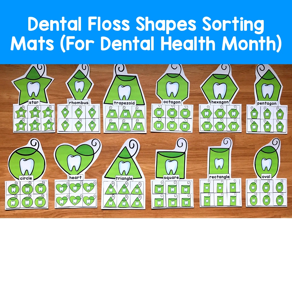 Dental Floss Shapes Sorting Mats (For Dental Health Month)