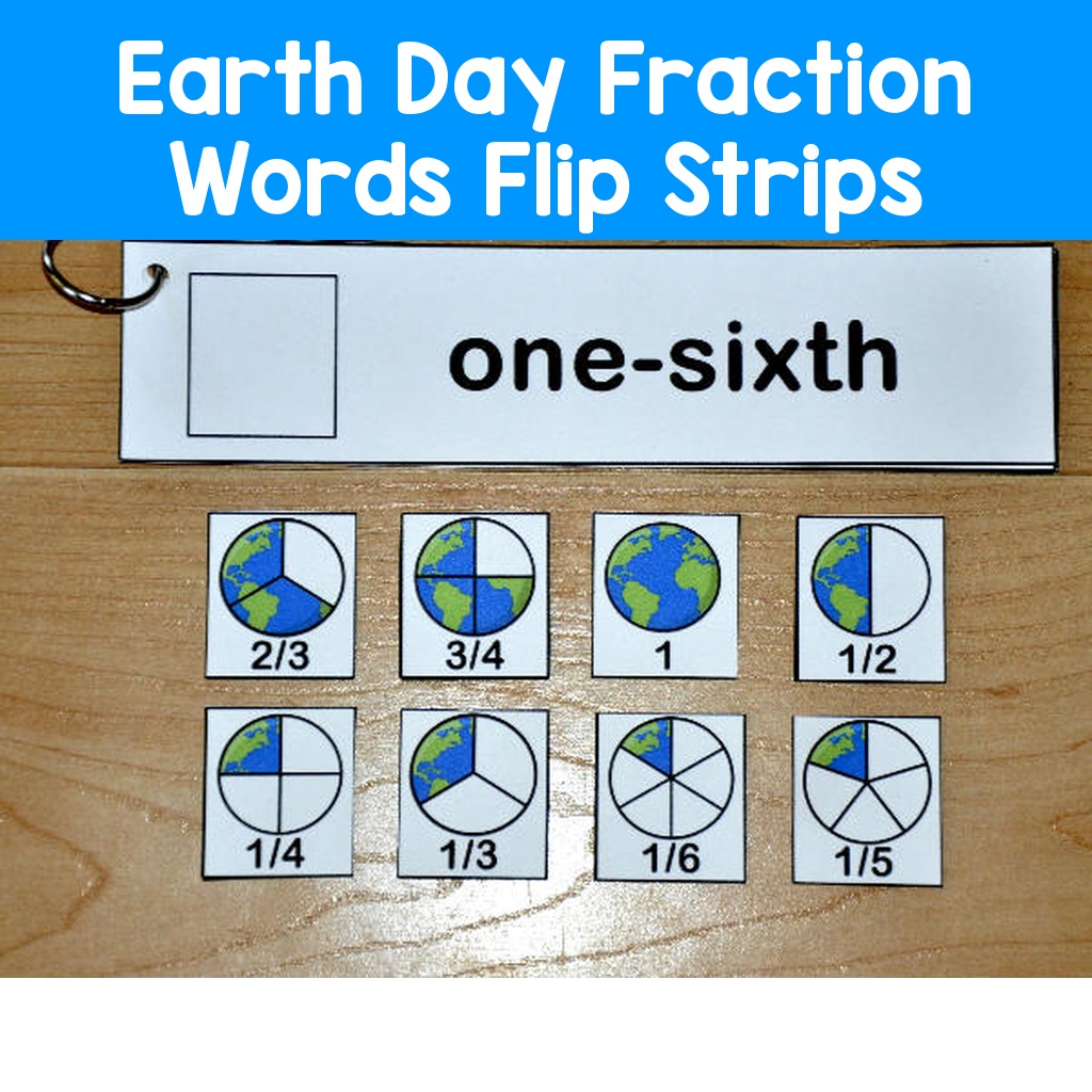 Earth Day Fraction Words Flip Strips