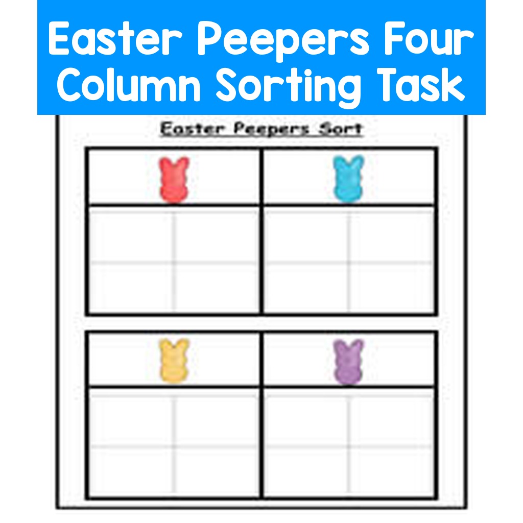 Easter Peepers Four Column Sorting Task