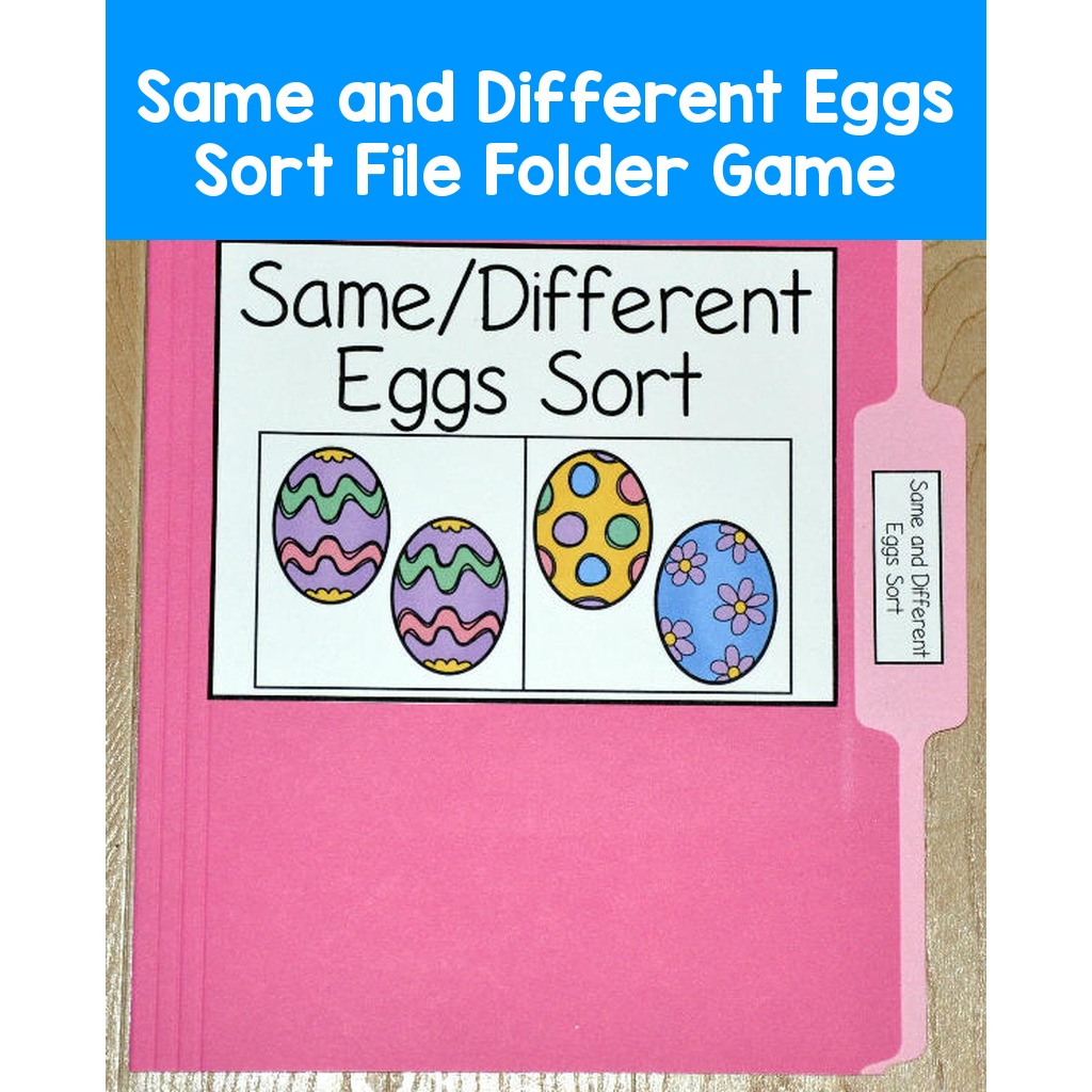 Same and Different Eggs Sort File Folder Game
