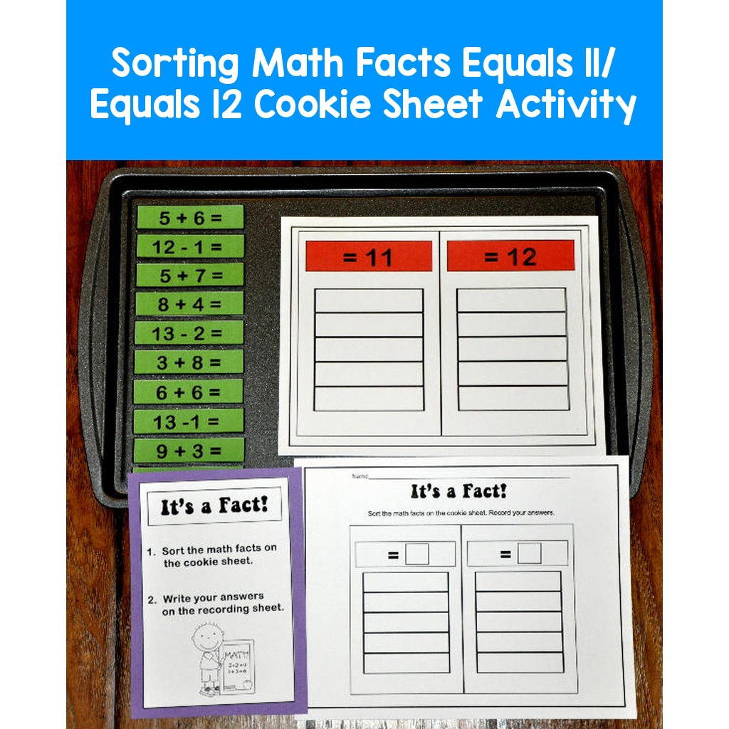 Sorting Math Facts Equals 11/ Equals 12 Cookie Sheet Activity