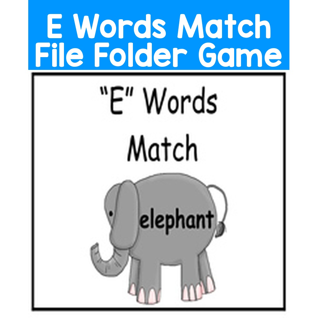E Words Match File Folder Game