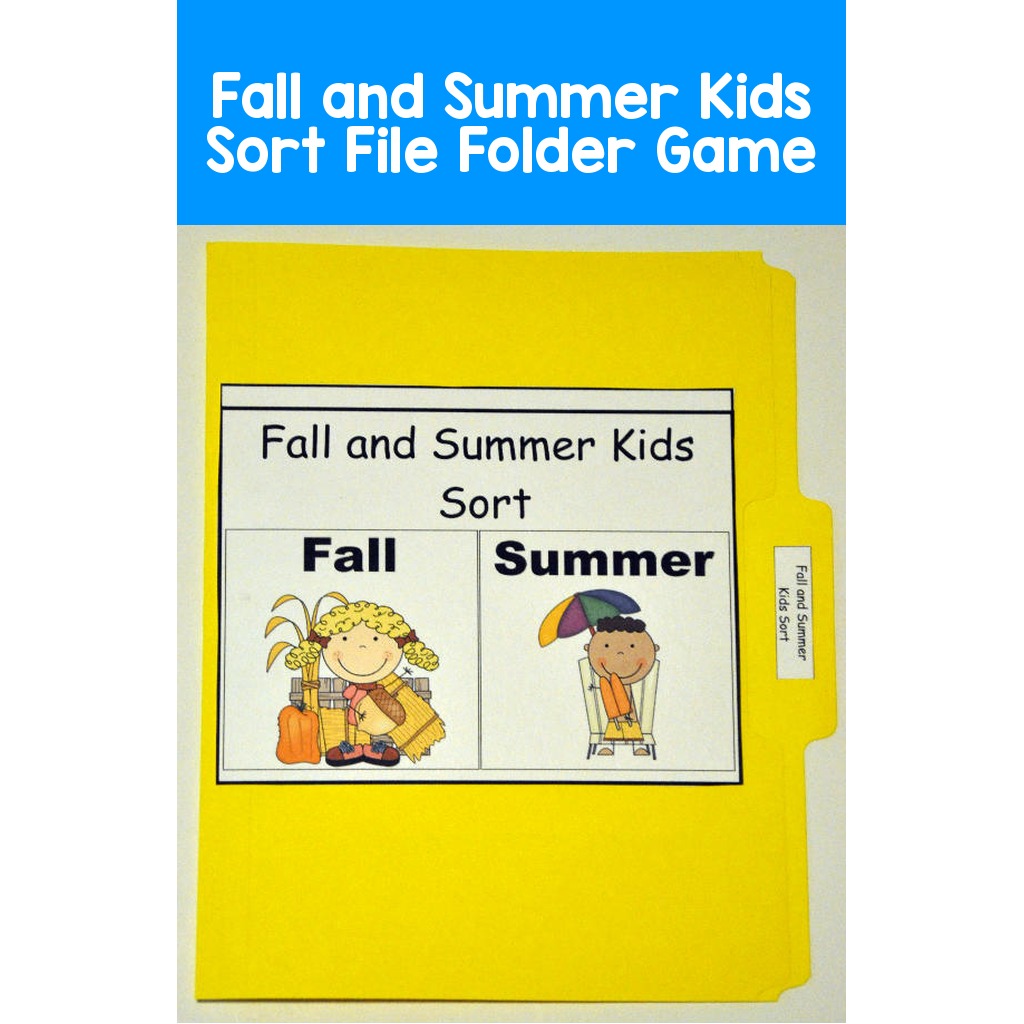 Fall and Summer Kids Sort File Folder Game