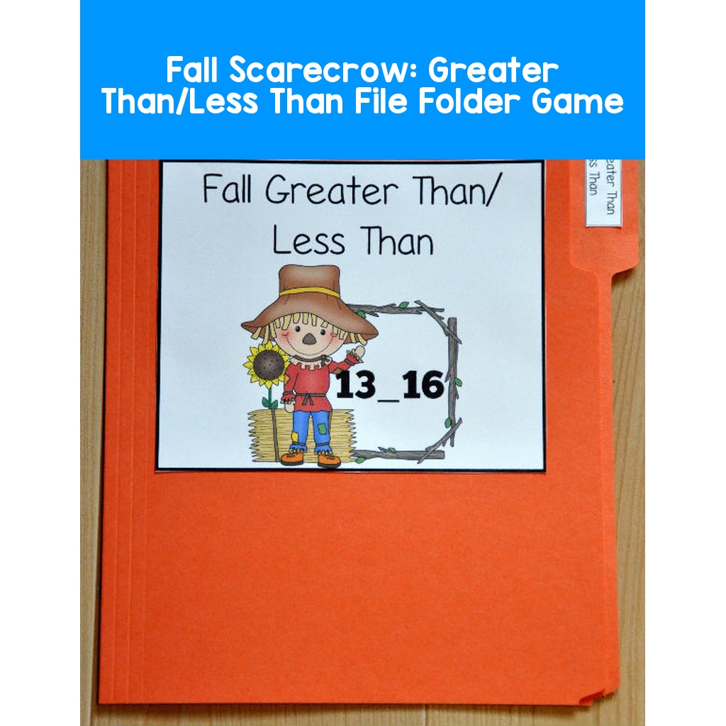 Fall Scarecrow:  Greater Than/Less Than File Folder Game
