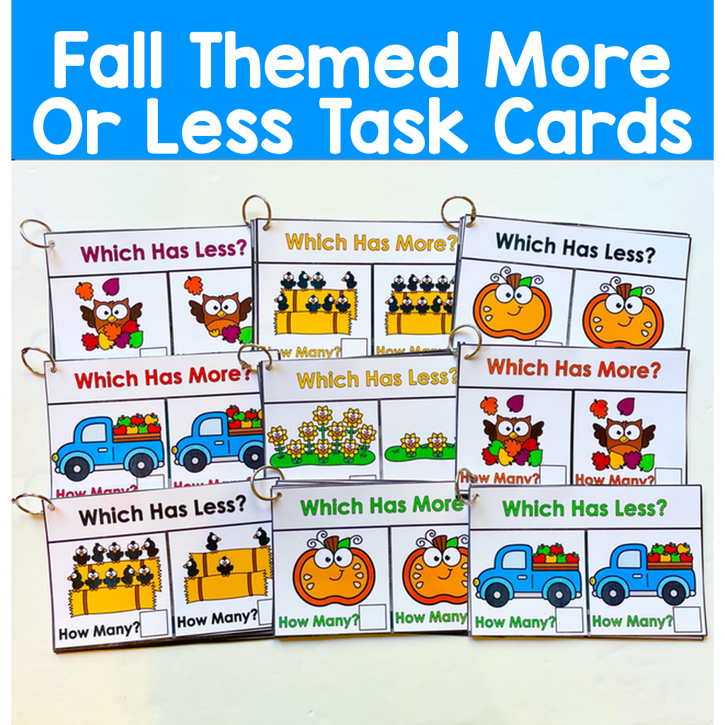 Fall Themed More Or Less Task Cards