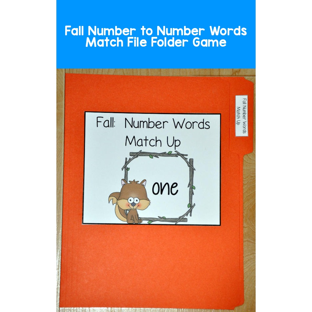 Fall Number to Number Words Match File Folder Game