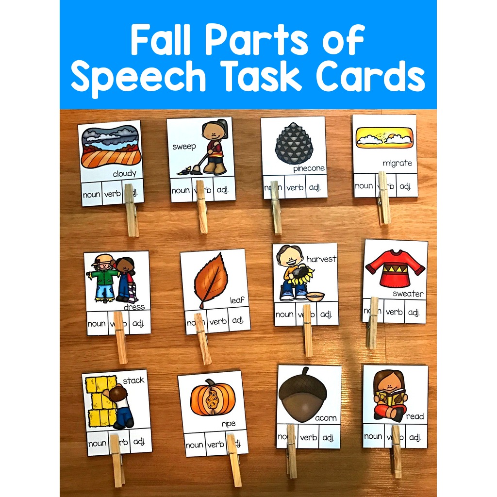 Fall Parts of Speech Task Cards
