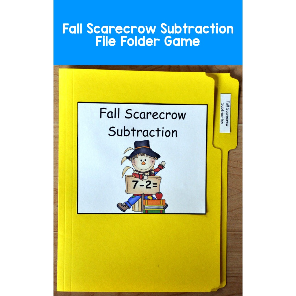 Fall Scarecrow Subtraction File Folder Game