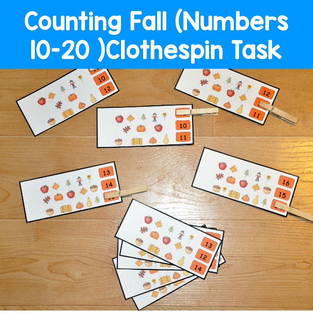 Counting Fall (Numbers 10-20 )Clothespin Task