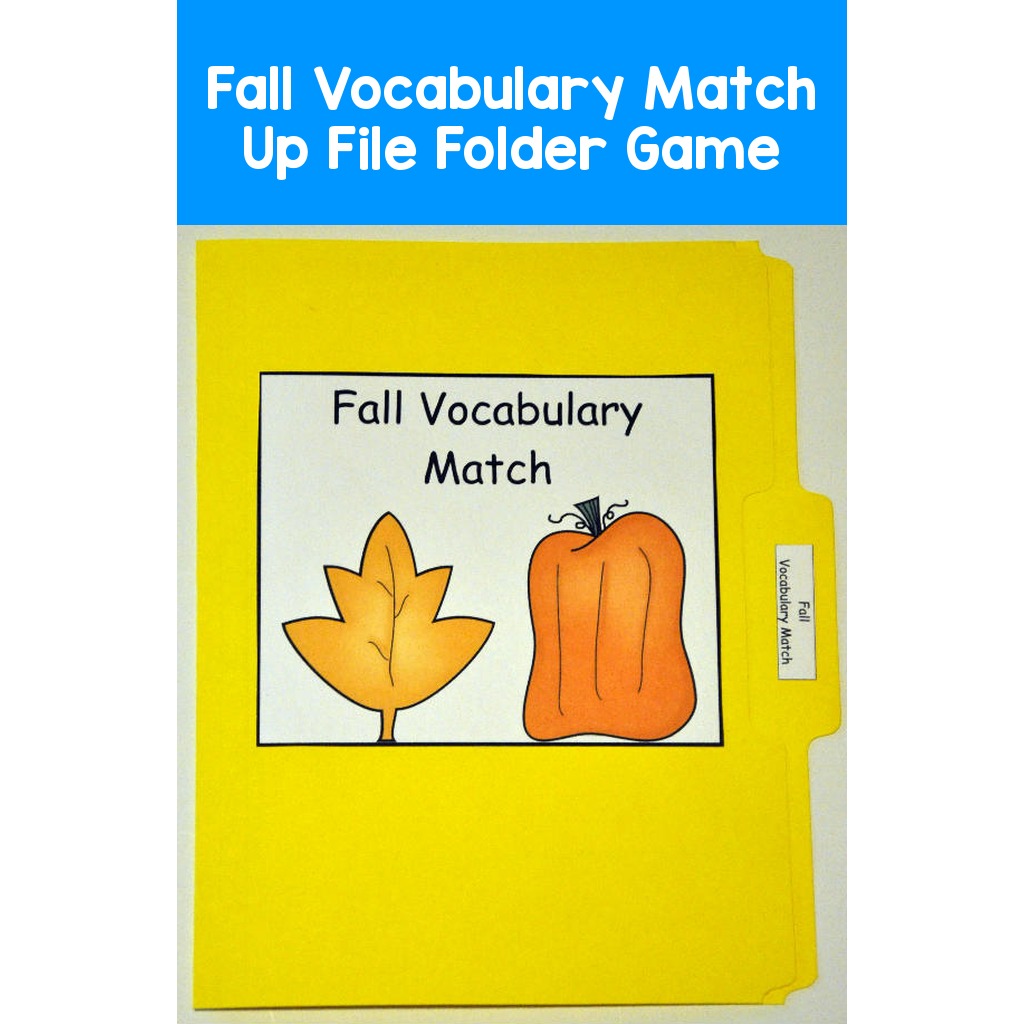 Fall Vocabulary Match Up File Folder Game