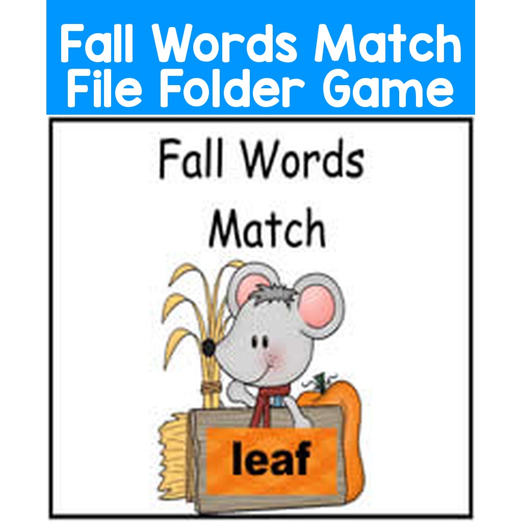 Fall Words Match File Folder Game